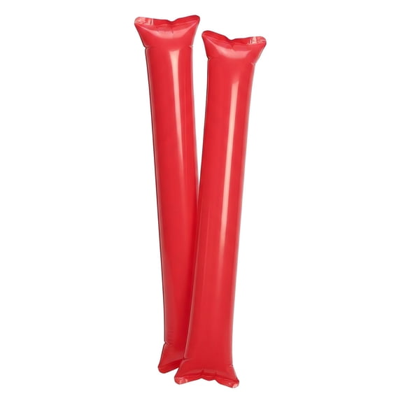 Inflatable noise maker sticks, thicken plastic cheer sticks, team spirit clappers, round head boom sticks, practical cheering accessories for sporting events, wedding, birthday party (Red)