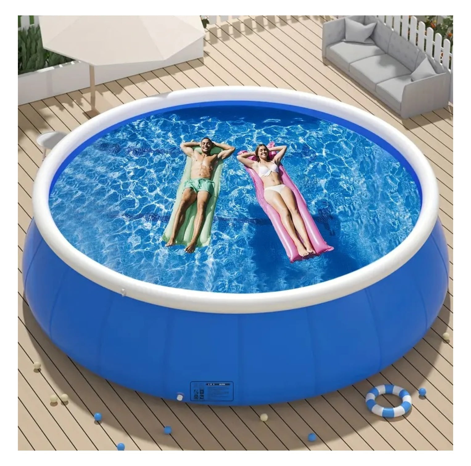 Inflatable swimming pool 244*63 inflatable coil mesh pool - Walmart.com
