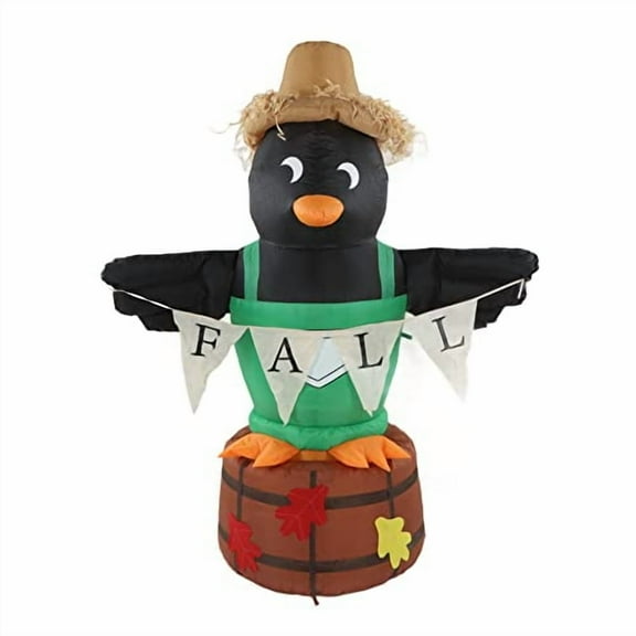 Inflatables Decorations, Inflatable Scarecrow Penguin, Waterproof Harvest Festival Decoration with LED Light for Indoor, Outdoor, Front Yard, Lawn, Garden