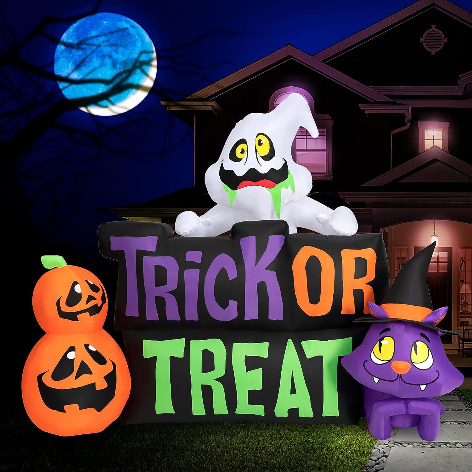 Inflatables Large 9 ft Trick or Treat Yard Sign Inflatable Outdoor