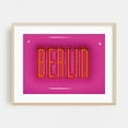 thumbnail image 1 of Inflate Berlin - Berlin Germany Typography Neon Sign Modern Art Pop Art City Travel Poster Abstract Oak Framed Wall Art Print 12 x 16 inches, 1 of 1
