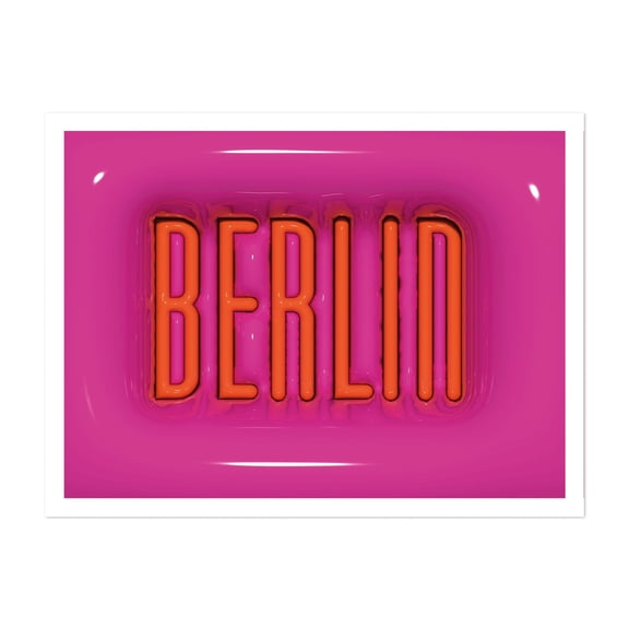 Inflate Berlin - Berlin Germany Typography Neon Sign Modern Art Pop Art City Travel Poster Abstract Unframed Wall Art Print 36 x 48 inches