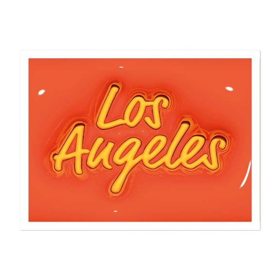 Inflate Los Angeles - Los Angeles California Typography Neon Sign City Modern Art Pop Art Travel Poster Unframed Wall Art Print 36 x 48 inches
