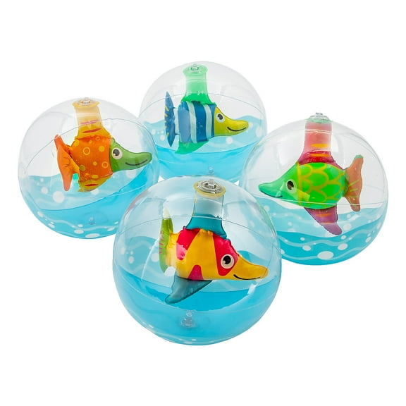Inflate Tropical Fish In Beach Balls - Party Favors - 12 Pieces
