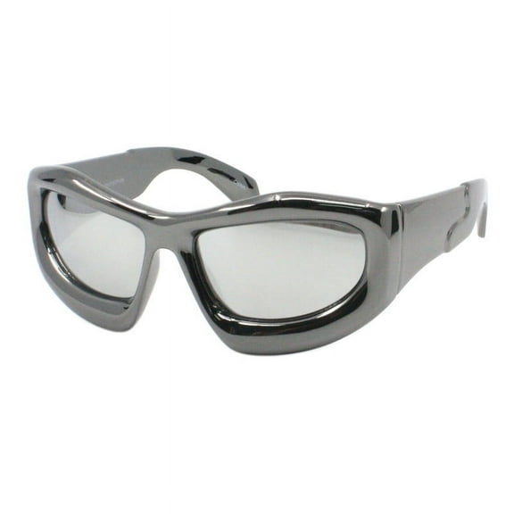 Inflated Bubble Sunglasses Thick Oversized Concave Unisex Shades UV400 Gunmetal
