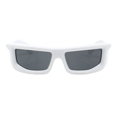 Inflated Bubble Sunglasses Thick Rectangular Shades UV400 Matte White
