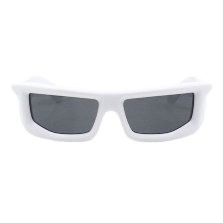 Inflated Bubble Sunglasses Thick Rectangular Shades UV400 Matte White