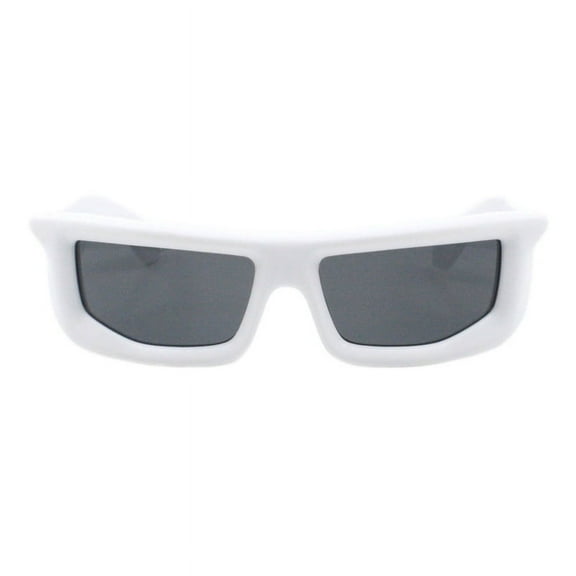 Inflated Bubble Sunglasses Thick Rectangular Shades UV400 Matte White