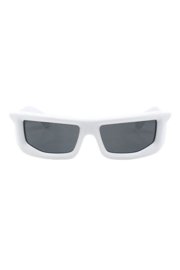 Inflated Bubble Sunglasses Thick Rectangular Shades UV400 Matte White