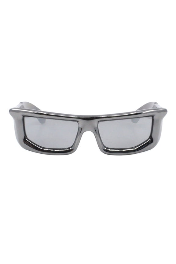 Inflated Bubble Sunglasses Thick Rectangular Unisex Shades UV400 Gunmetal