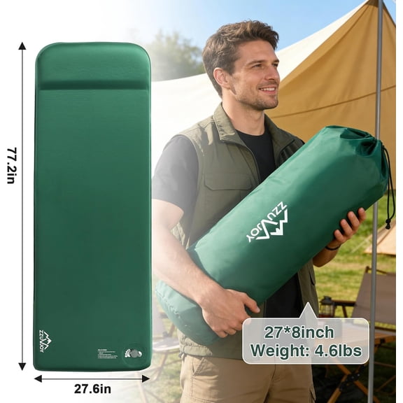 Inflating Sleeping Pad, 3.1 Inch Ultra-Thick Memory Foam Mat with Pillow for 4- Camping