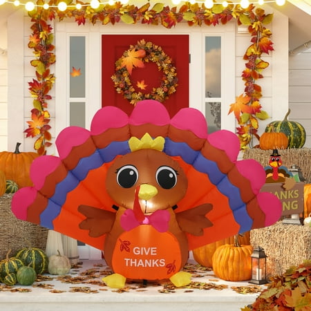 InfleasJoiy 4ft Thanksgiving Inflatable Decoration with LED Lights