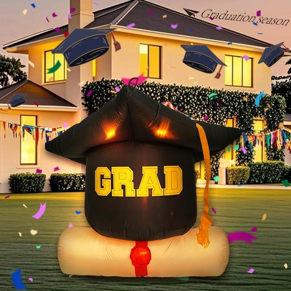 InfleasJoiy 6FT Graduation Season Doctoral Hat, Outdoor Inflatable Decoration with LED Lights