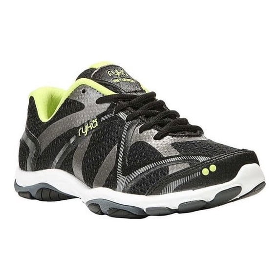 ryka women's influence-w, black/sharp green/forge grey/metallic, 10.5 m us