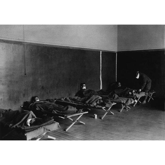 Influenza Ward At The U. S. Army Field Hospital In Hollerich History (36 x 24)