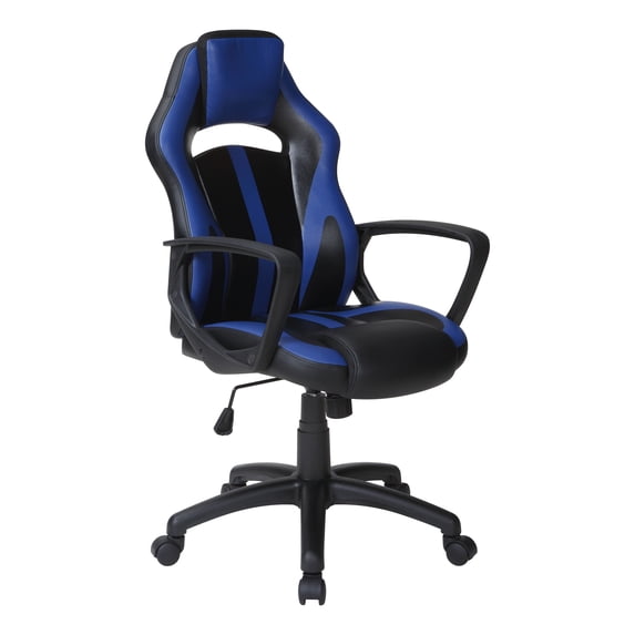 Influx Gaming Chair in Black Faux Leather with Blue Accents