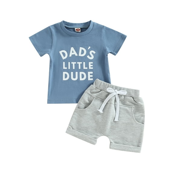 Infnat Baby Boy Mothers Fathers Day Outfit Letters Print Short Sleeve T-Shirt Tops Shorts Set Summer Clothes