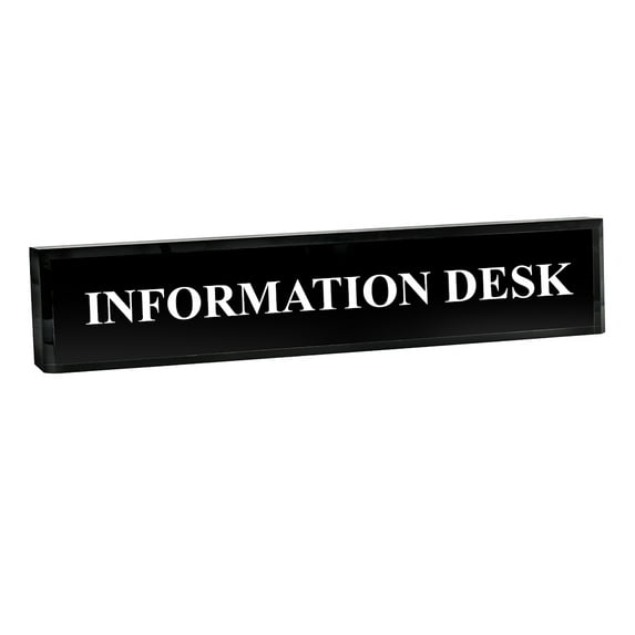 Information Desk 2" x 8" Black Acrylic - Office Desk Accessories D?cor