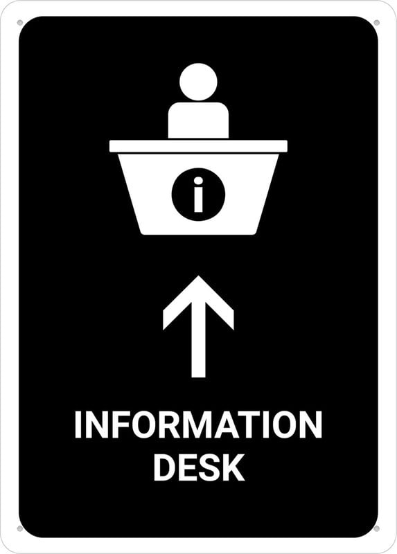 Information Desk With Up Arrow Black Portrait Sign Signs Outdoor, Uv ...