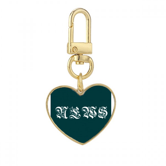 Information News Pattern Text Gold Heart Keychain Metal Keyring Holder