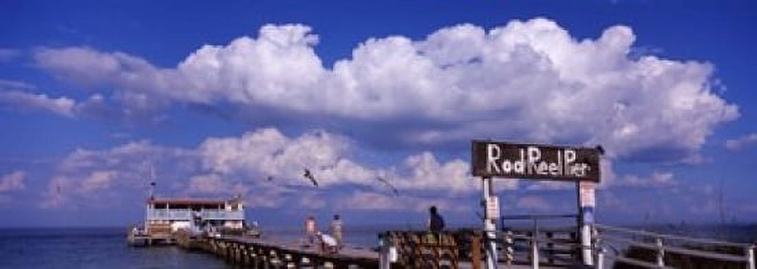 Information board of a pier Rod and Reel Pier Tampa Bay Gulf of Mexico Anna Maria Island Florida USA Canvas Art - Panoramic Images (18 x 7)