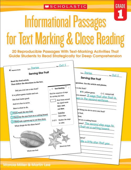 Informational Passages for Text Marking & Close Reading Grade 1 Paperback