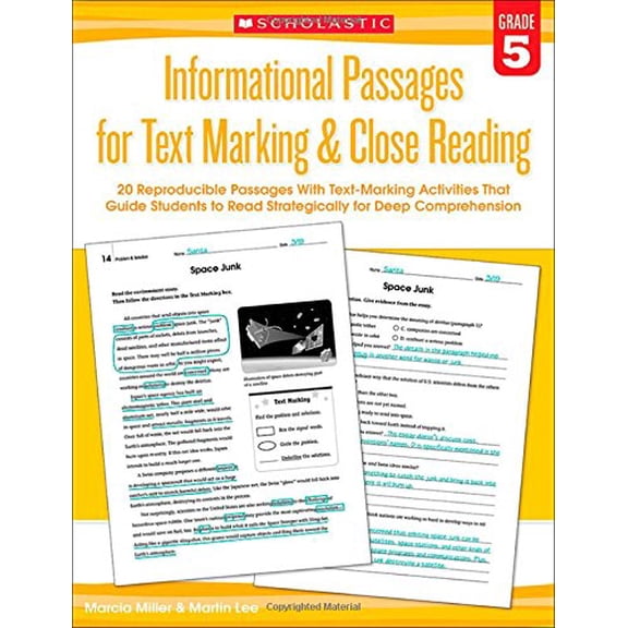 Pre-Owned Informational Passages for Text Marking & Close Reading: Grade 5: 20 Reproducible Passages with Text-Marking Activities That Guide Students to Read St (Paperback) 0545793815 9780545793810