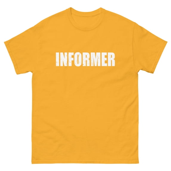 Informer T Shirt Halloween Costume Funny Cute Distressed White Print classic tee (Gold, 2XL)