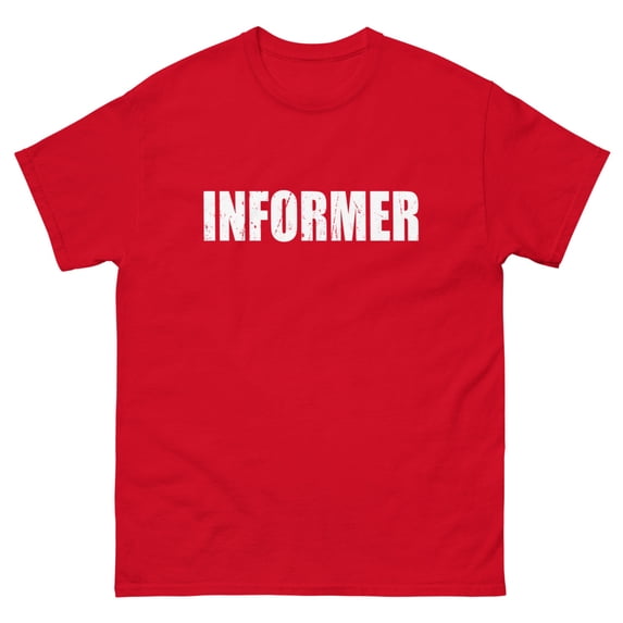 Informer T Shirt Halloween Costume Funny Cute Distressed White Print classic tee (Red, L)