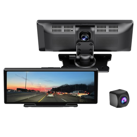 GekoGear Orbit C120 10.26-In. Portable Infotainment Display with 1080p Dash Cam, Backup Cam, Apple CarPlay, Android Auto, Bluetooth, and Wi-Fi, Orbit C120
