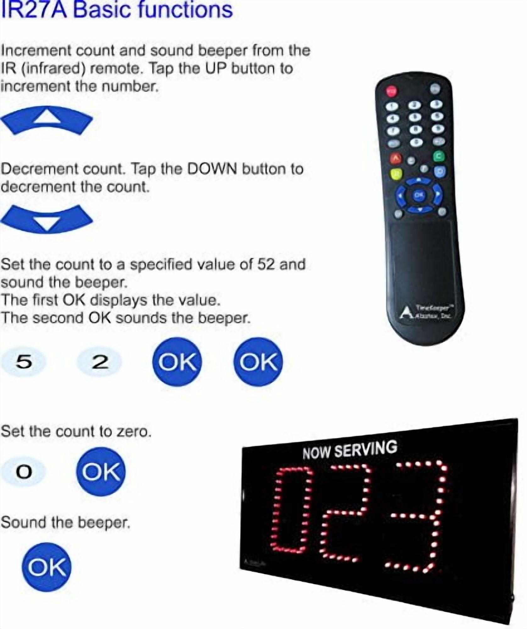 27 Button Infrared 27 Button Remote for Take a Number Displays - Walmart.com