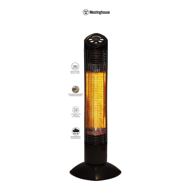 Freestanding Black Infrared Electric Outdoor Heater with Remote