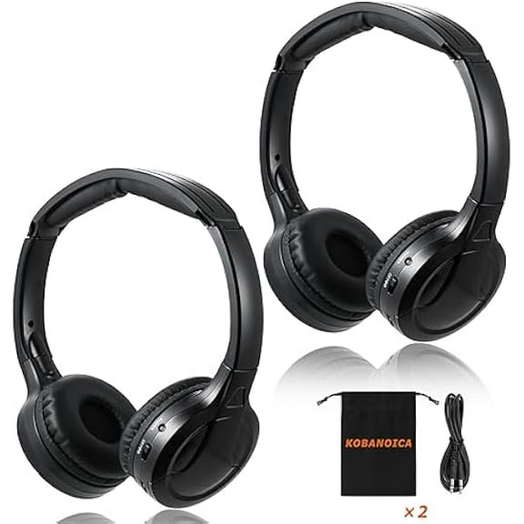 Infrared Headphones for Car DVD,Universal 2 Channel IR Headphones, On-Ear Car Headphones Wireless (2 Pack)