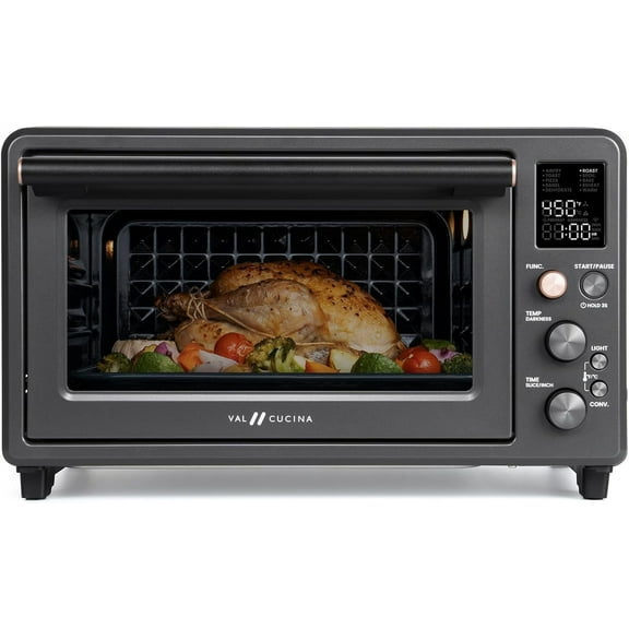 Infrared Heating Air Fryer Toaster Oven Combo, with Non-toxic Enamel-coated Interior, Extra Large Countertop Convection Oven 10-in-1 Combo, 6-Slice Toast, Enamel Baking Pan Easy Clean