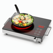 Infrared Hot Plates for Cooking Electric Stove Top, Portable Small Countertop Single Burner with Knob Control, 2200W Ceramic Glass Infrared Camp Stove