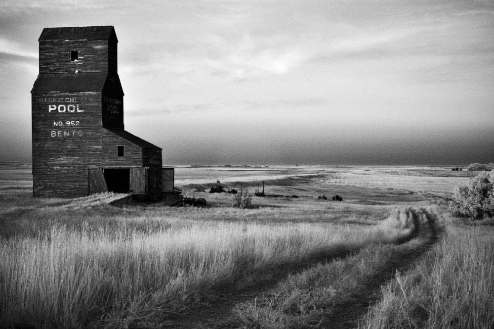 Infrared Image Of Abandoned Grain Elevator Ghost Town Formerly Known As Bents Saskatchewan Canvas Art - Chad Coombs Design Pics (17 x 11)