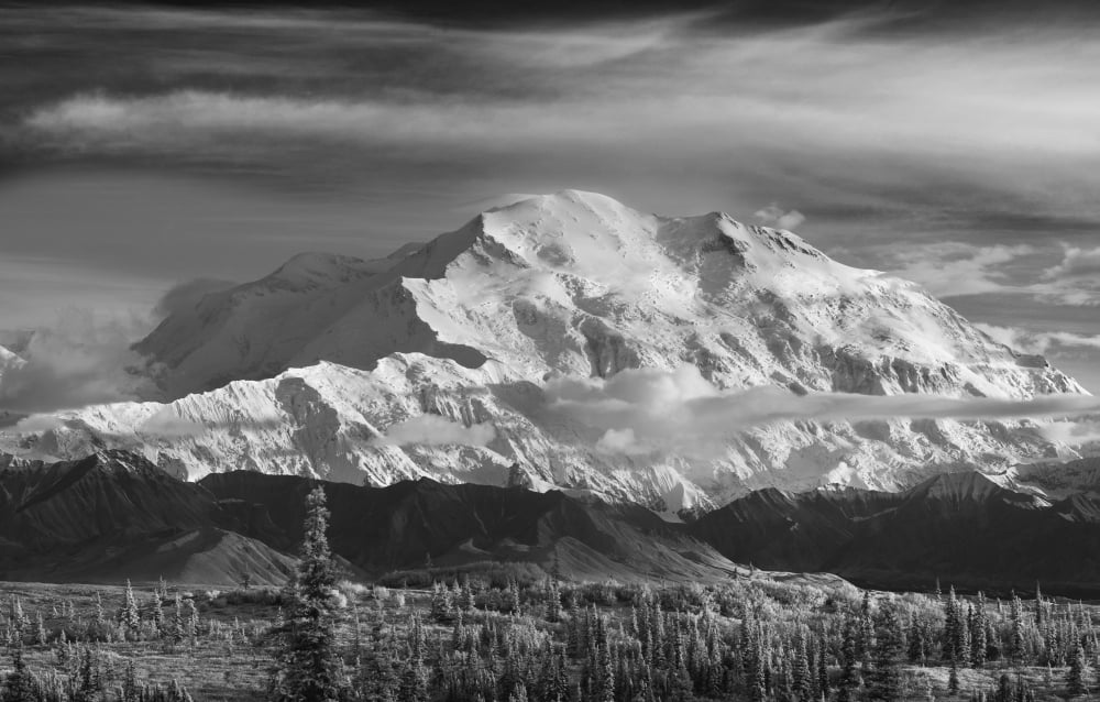 Infrared Image Of Mt Mckinleys North Face (Wickersham Wall) Denali National Park Canvas Art - John Delapp Design Pics (34 x 22)