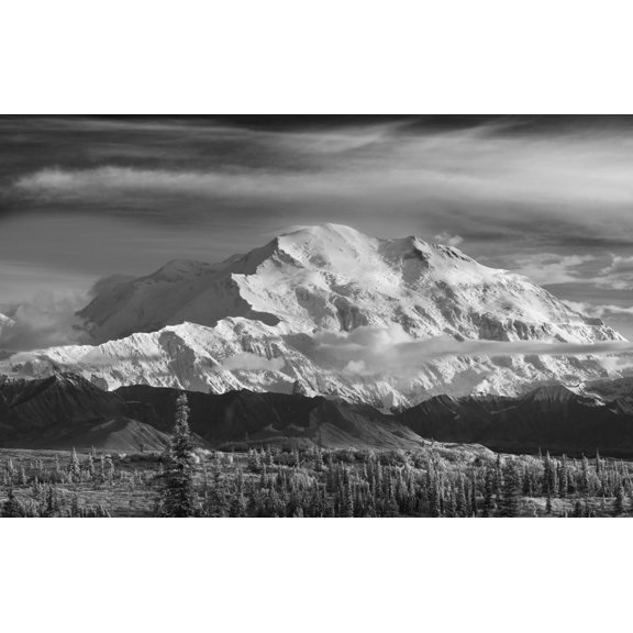 Infrared Image Of Mt Mckinleys North Face (Wickersham Wall) Denali National Park Canvas Art - John Delapp Design Pics (34 x 22)