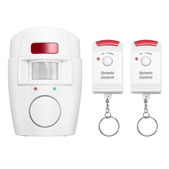 Infrared Motion Sensor Alarm - Burglar Alarm with 2 Remote Controls, Suitable for Home/Garage/Shop