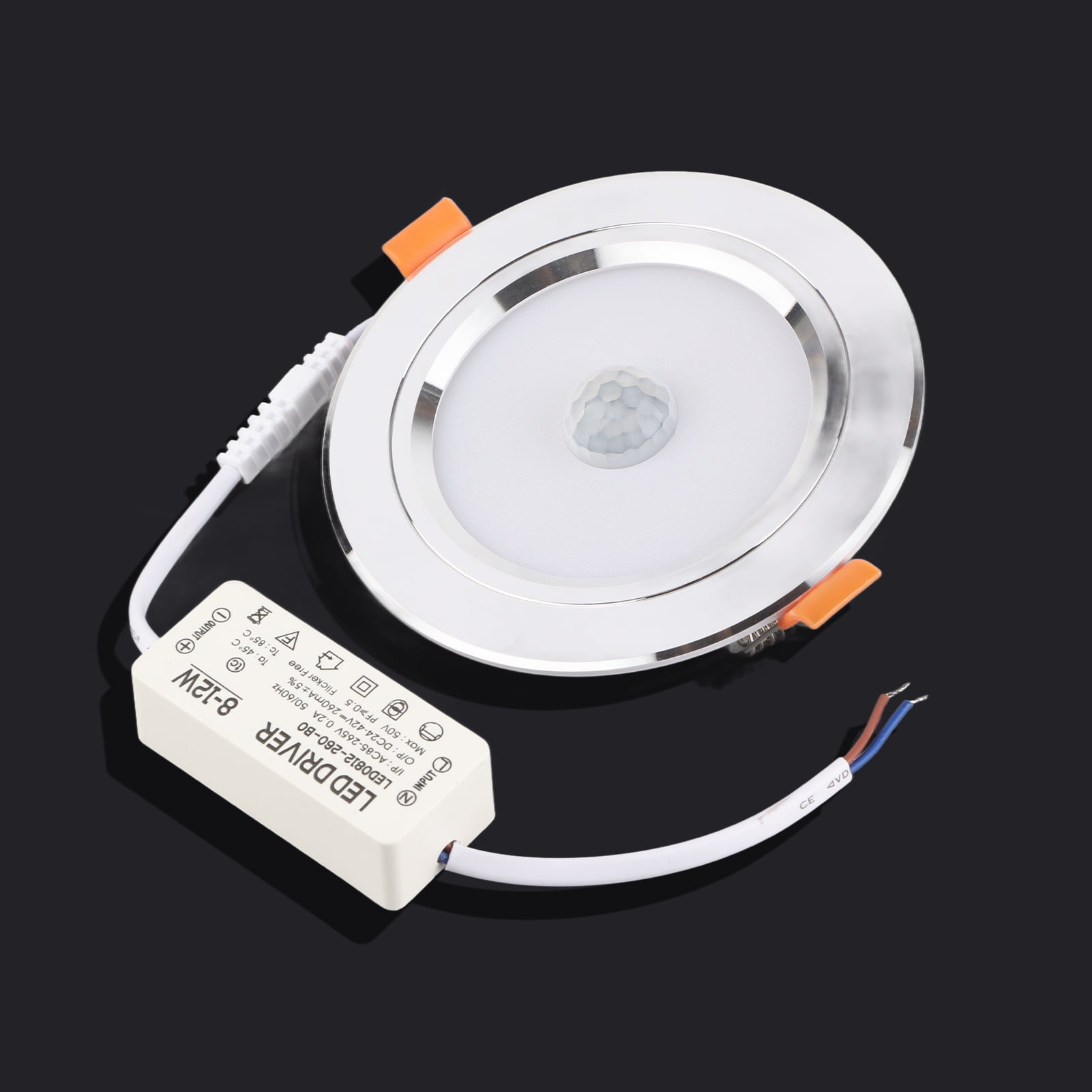 Infrared Motion Sensor LED Downlight With Junction Box, 9W Cool White Human Body Induction