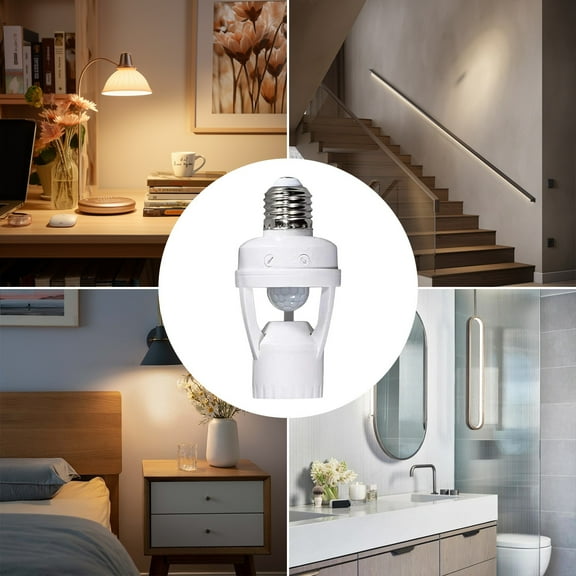 Infrared Motion Sensor Light Socket E27 Adapter, Automatic Light Control with Adjustable Duration, Screw In Bulb Converter for Garage