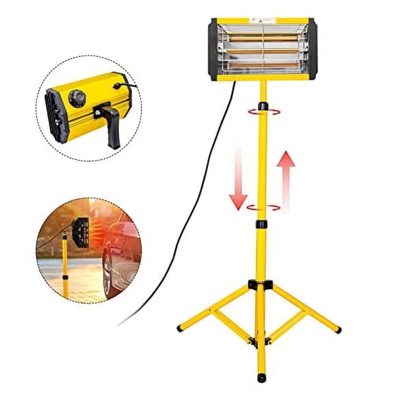 Infrared Paint Curing Lamp with Bracket, 1000W 110V Short Wave Infrared Heat Curing Lamp for Car Body Repair, Paint Booth Heater with Smart Timer, Height Adjustable