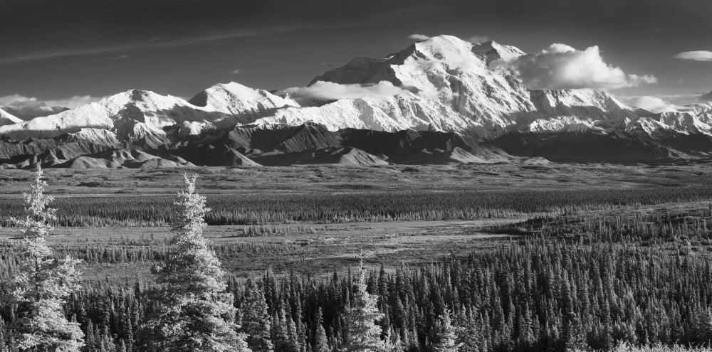 Infrared Panorama Of Denali And The Alaska Range Taken From Near The Wonder Lake Campground Denali National Park Canvas Art - John Delapp Design Pics (38 x 18)