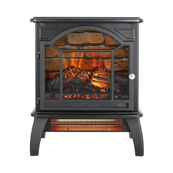 Infrared Quartz Heater, 17.5" Portable Electric Fireplace Space Heater with 3D Flame Effect, Free Standing Fireplace Stove Heater for Office Home, Overheat and Tip-Over Protection, for Indoor Outdoor