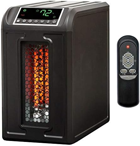 Infrared Quartz Space Heater, 1500W Portable 3 Element Heater with Remote, Black