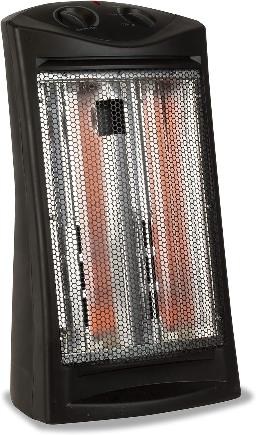 Infrared Radiant Quartz Tower Heater, 1500W Space Heater with Adjustable Thermostat, Portable Heater with 2 Settings, Personal Heater for Home and Office, BHTI06, Black