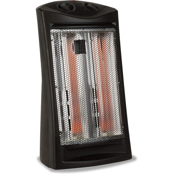 Infrared Radiant Quartz Tower Heater, 1500W Space Heater with Adjustable Thermostat, Portable Heater with 2 Settings, Personal Heater for Home and Office, BHTI06, Black