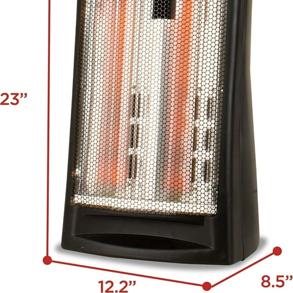 Infrared Radiant Quartz Tower Heater, 1500W Space Heater with Adjustable Thermostat, Portable Heater with 2 Settings, Personal Heater for Home and Office, Black