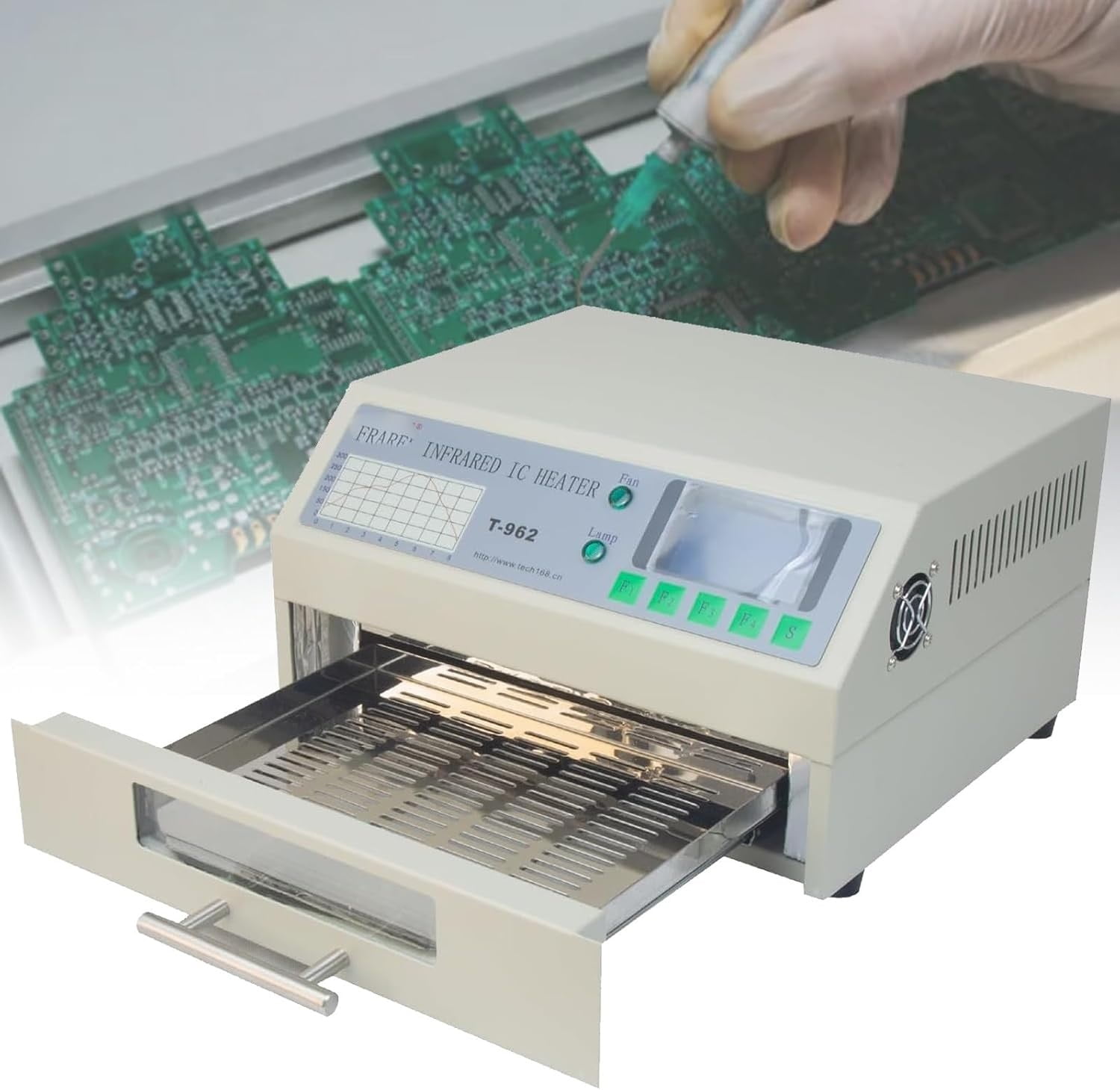 T962A Plus SMT Reflow Oven 450 * 370mm 2300w Máy sưởi IC hồng ngoại PCB hàn T962A
