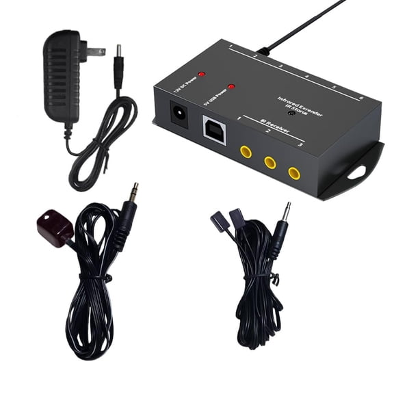 Infrared Repeater Extender Kit, Hidden IR Remote Extender Set, Suitable for Remote Control Extender Kit of Infrared Devices-LD (Control 2 Devices)